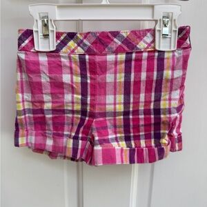 Healthtex 3T Girls Pink and Yellow Plaid Shorts with Cuffed Hem